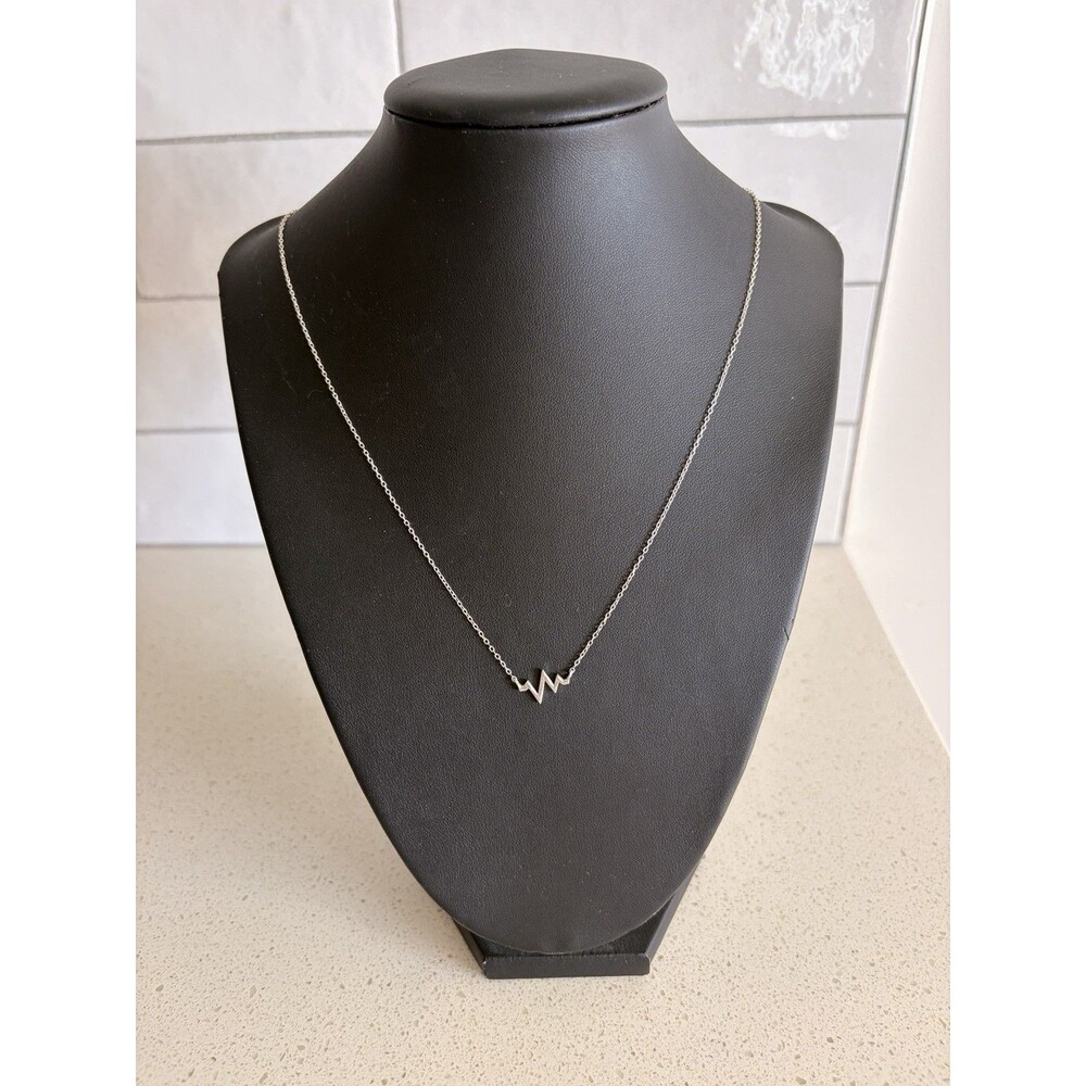 Sterling Silver Lifeline Heartbeat EKG 925 Necklace delicate Minimalist